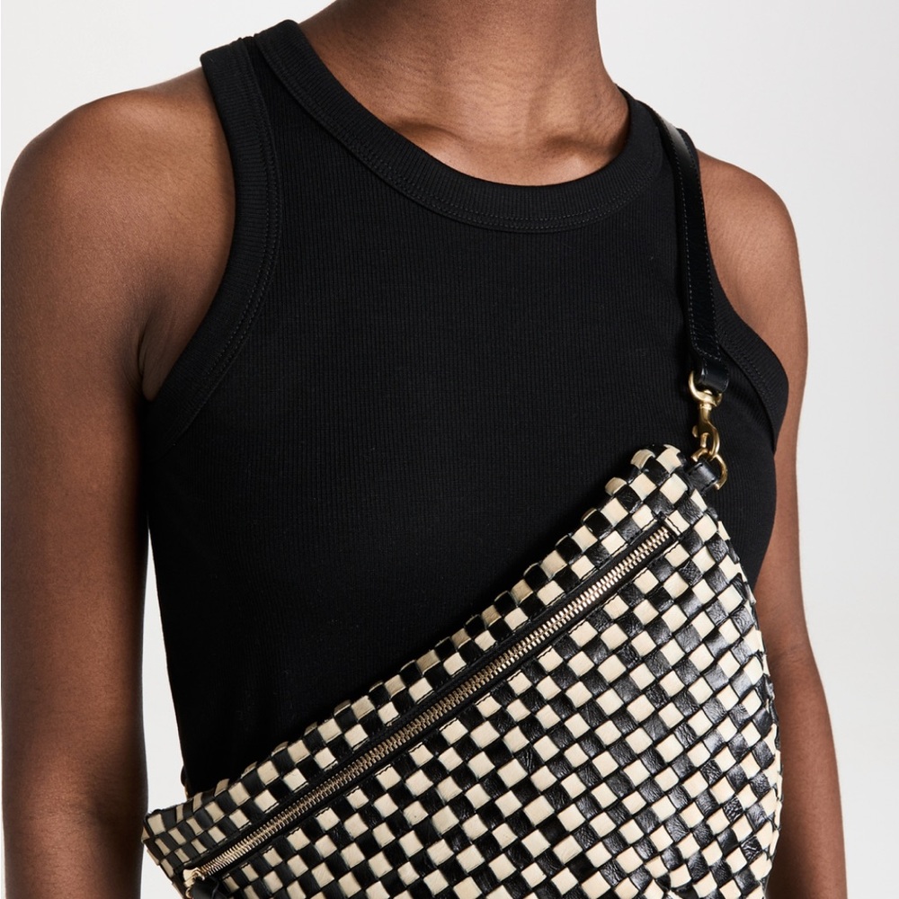 Clare V Black and Cream Crossbody Bag with Geometric Design
